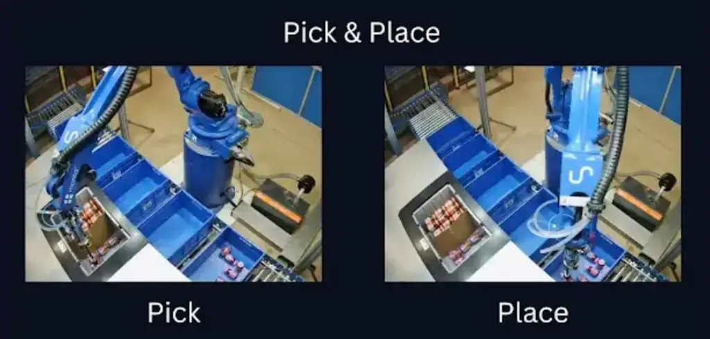 Pick and place workflow showing pick and place subtasks