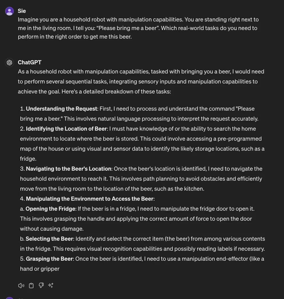 GPT-4 planning capabilities for robots